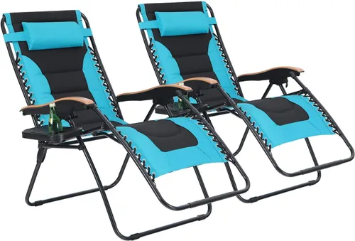 Miniatura 11 de PHI VILLA Silla XL de gravedad cero de gran tamaño, acolchada, reclinable, de gran tamaño, con soporte para tazas, soporta 350 libras (gris)