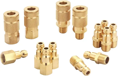 Miniatura 10 de Kit de acoplador y enchufe (7 piezas), tipo automotriz C, NPT de 1/4 de pulgada, juego de accesorios de aire de conexión rápida de latón macizo