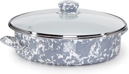 Golden Rabbit Sartén para saltear esmalte, 5 cuartos de galón, remolino gris