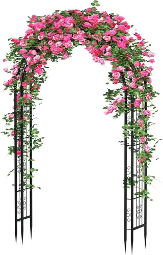 Miniatura 8 de Arbuxzuy Arco de Jardín de Acero de 102 pulgadas Pérgola Enrejado para Plantas Trepadoras Exterior, Patio, Arco de Jardín Ancho Resistente Duradero