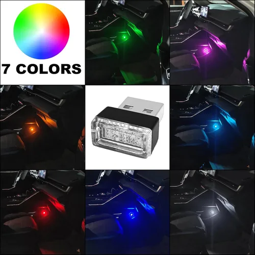 Miniatura 6 de 7 piezas USB LED lámpara de ambiente interior del coche, iluminación ambiental LED nocturna, mini luz USB, iluminación de decoración interior, luz