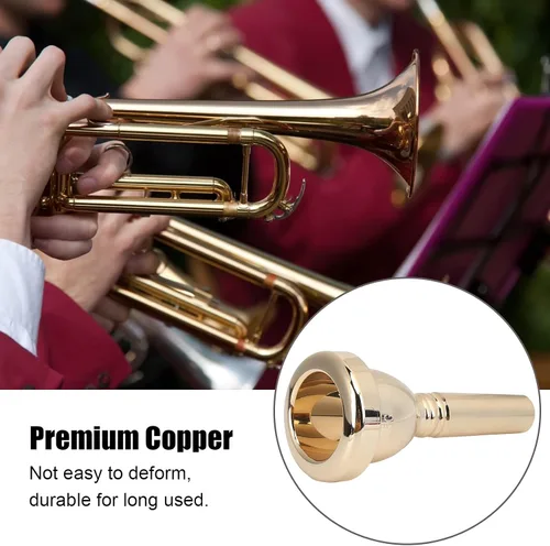 Miniatura 3 de Boquilla de trombón, boquilla de trombón de latón 5G Boquilla de trompeta para trombones tenores (oro 0.500 in)