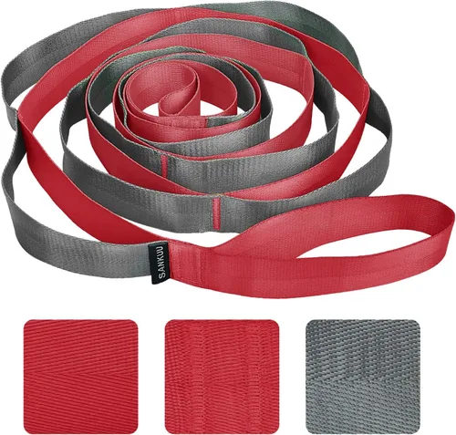 Miniatura 4 de SANKUU - Correas de yoga para estiramiento con 12 bucles, póster de entrenamiento, correas para estiramiento, equipo de terapia física, bandas