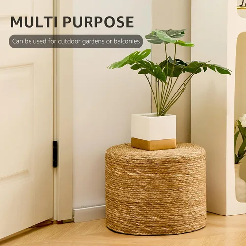 Miniatura 4 de Wimarsbon Puf redondo otomano, reposapiés tejido a mano natural, puf rústico de salón, taburete bohemio Pous, mesa decorativa o asiento