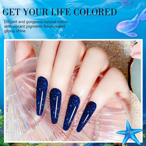 Miniatura 5 de Polvo acrílico profesional con purpurina azul para extensión de uñas, flores 3D de arte de uñas francés, tallado de uñas, principiantes, regalo