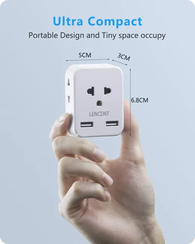 Miniatura 7 de LENCENT Adaptador de Enchufe de la UE a EE. UU., Adaptador de Toma Europeo a EE. UU. con 2 USB, Toma de Europa a América, Extensor de Toma de 3