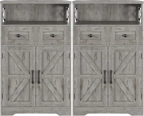 Miniatura 18 de Befrases - Gabinete de almacenamiento de casa rural con cajones y estante, aparador independiente para cocina, sala de estar, oficina en casa, gris