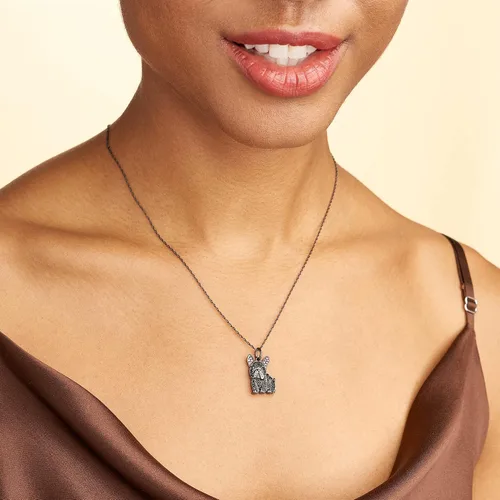 Miniatura 2 de SCAMPER & CO Collar con colgante de raza de perro para mujeres y niñas, dije de cachorro de piedra preciosa auténtica y circonita cúbica, regalo