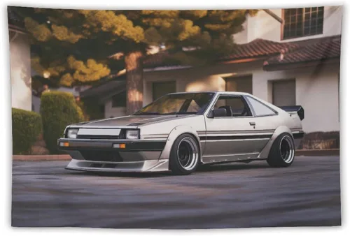 Miniatura 31 de QEOPGNE Tapiz grande para colgar en la pared, diseño de puente de puerta dorada, grandes olas, japonés, retro, Jdm, auto, R34, tapiz para 2