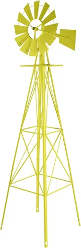Miniatura 10 de VINGLI Molino de viento ornamental de 8 pies para decoración de jardín trasero, veleta meteorológica, molino de viento de metal resistente con Gris