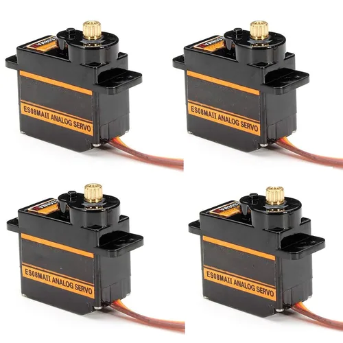 RGBZONE 4 unids ES08MA II 0.42 oz mini engranaje de metal analógico servo máquina estable a prueba de golpes compatible para modelo RC