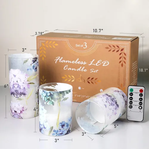 Miniatura 5 de Velas sin llama LED con forma de hortensia azul y violeta, parpadean con control remoto, tema de amor, decoración temática de verano y primavera