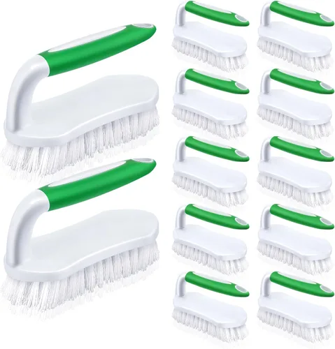 Miniatura 10 de Lallisa 12 piezas de cepillos para limpieza con mango, cómodo de agarrar, resistentes, flexibles y rígidas, cepillos a granel para ducha, baño, verde