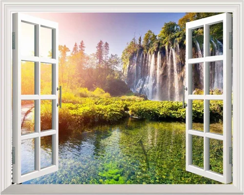 Miniatura 11 de Adhesivo de pared extraíble/mural de pared, semáforos de ciudad borrosa por la noche, decoración creativa de pared con vista de ventana, 24 x 32