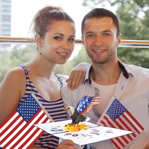 Miniatura 6 de GREETING ART Tarjeta desplegable 3D del 4 de julio, 4 de julio, tarjetas del día de la independencia, tarjeta del 4 de julio, tarjetas de veteranos