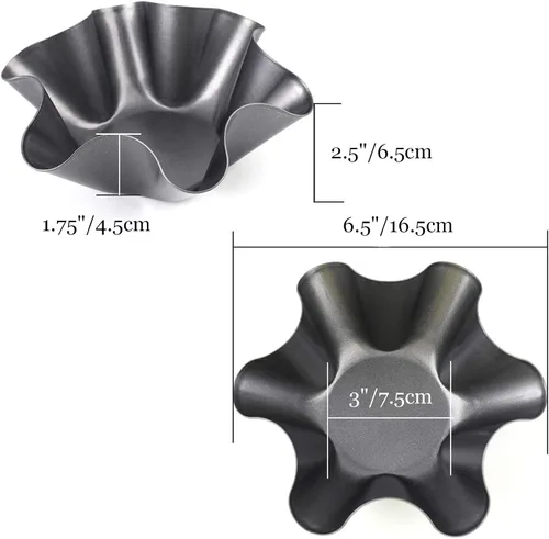 Miniatura 2 de Tosnail Paquete de 8 cuencos para tacos, sartén para tortilla de 6.5 pulgadas, molde de tarta estriado antiadherente, para ensalada para hornear