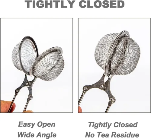 Miniatura 3 de Exptolii - Filtro de té Snap Ball, paquete de 2 filtros infusores de té de acero inoxidable con asa para té de hojas sueltas, especias, condimentos