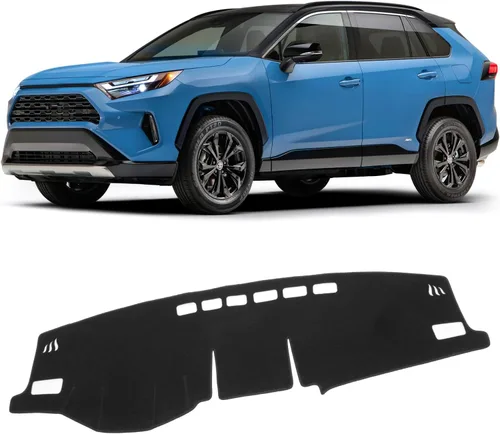Miniatura 10 de KUST Cubierta negra para tablero de Toyota RAV4 2013-2018 para conducción con mano izquierda, antideslizante, cubierta de tablero de consola