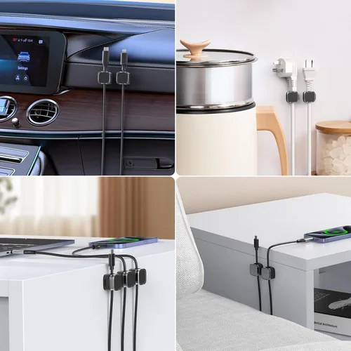 Miniatura 7 de Clips magnéticos para cable, paquete de 6 organizador de cables soporte para accesorios de escritorio y oficina, soporte para cables para ocultar