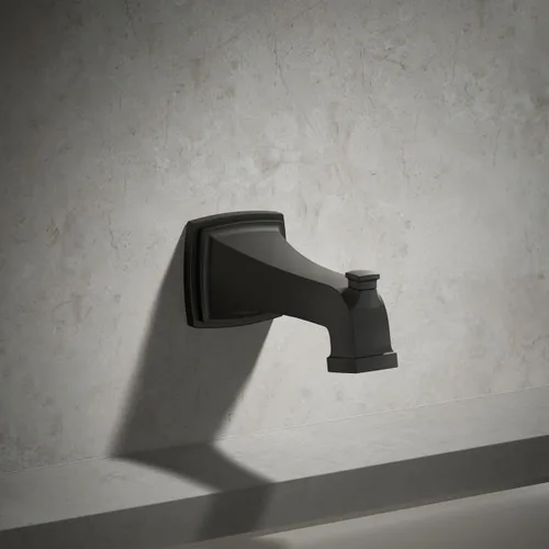 Miniatura 2 de KOHLER 27406-BL Riff - Boquilla de baño para montaje en pared con desviador y conexión deslizante, grifo de bañera, color negro mate Mate negro