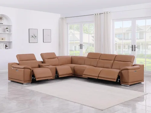 Miniatura 39 de BlackJack Furniture Venice - Juego de sofá reclinable seccional de cuero italiano de grano superior de 12 piezas con 4 reclinables eléctricos