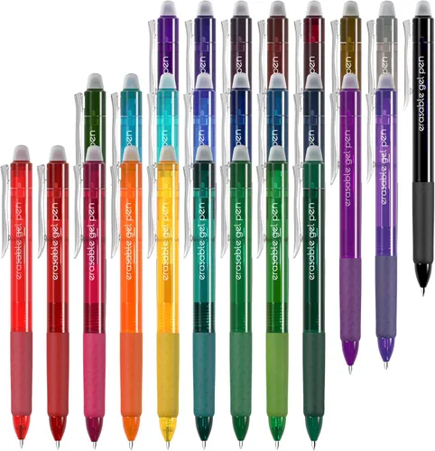 Miniatura 11 de Vanstek 18 bolígrafos de gel retráctiles borrables negros con clic, punta fina (0.7), haz que los errores desaparezcan, agarre cómodo premium, tinta