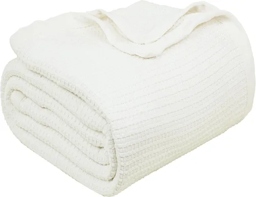 Miniatura 20 de Cobija TreeWool liviana de algodón, de cuidado fácil, suave, cómoda y cálida (king size, 90 x 108 pulgadas, tejido reticular)