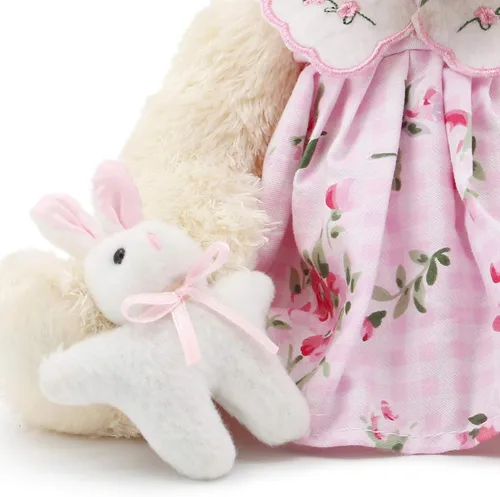 Miniatura 4 de Oitscute - Oso de peluche pequeño para bebé con tela, lindo animal de peluche suave de 10 pulgadas (vestido rosa con conejo)