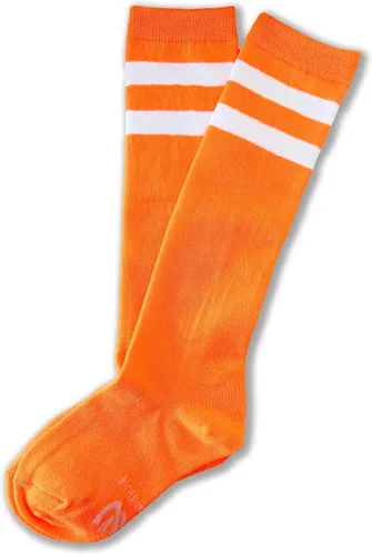 Calcetines deportivos de fútbol para niñas y niños de color brillante neón hasta la rodilla con rayas de colores variados