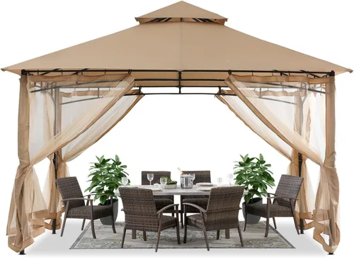 Miniatura 11 de ABCCANOPY Gazebos para patios de 10 x 10 pulgadas, kiosco con marco de acero para exteriores con mosquitera para césped, patio trasero, jardín