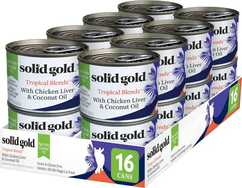 Miniatura 14 de Solid Gold comida húmeda para gatos desmenuzada con salsa - Alimento enlatado para gatos hecho con atún real y caballa - Sin granos de los Cinco