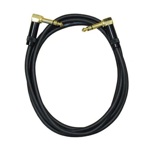 Audio2000'S E25106P1 - Cable TRS en ángulo recto de 1/4 de pulgada chapado en oro de 1/4 pulgadas TRS en ángulo recto de 1/4 de pulgada (1/4