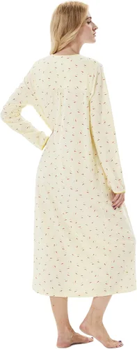 Miniatura 2 de Keyocean - Camisón para mujer, 100% algodón, suave, cálido, cómodo, ropa de dormir y descanso para otoño e invierno