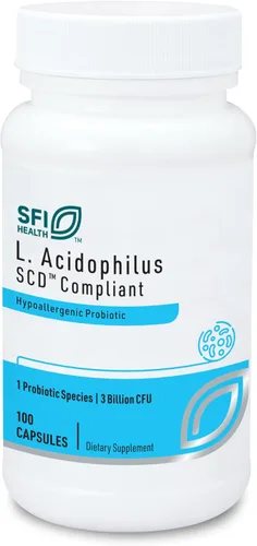 Klaire Labs SFI Health L. Acidophilus - Probiótico Lactobacillus de 3 mil millones de UFC, fórmula pura que cumple con SCD para hombres y mujeres,