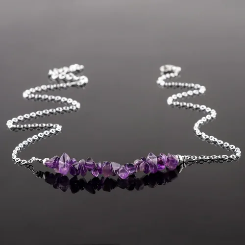 Miniatura 5 de Gempires Purple Amethyst Crystal Necklace February Birthstone Gifts Hypoallergenic 18 Inch Silver Plated Jewelry For Women