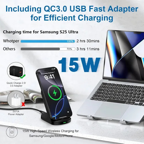 Miniatura 2 de Cargador inalámbrico Samsung con soporte de carga rápida, cargador de teléfono inalámbrico para estación de carga Android Galaxy S26 Ultra S25 FE
