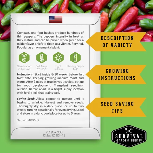 Miniatura 2 de Semillas de chile tailandés para plantar Pimientos picantes de ojo de pájaro – Chile picante sin OMG para cocina picante y jardines
