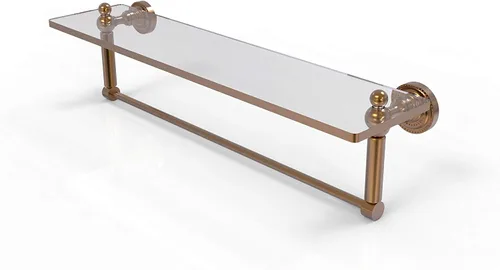 Miniatura 28 de Allied Brass DT-1TB/16-PB Estante de vidrio con toallero, 16 pulgadas x 5 pulgadas Latón pulido