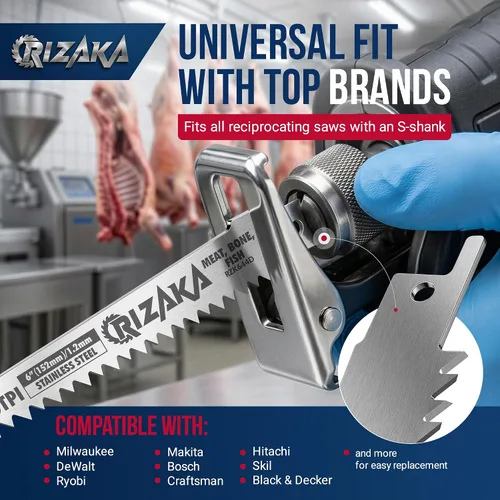Miniatura 6 de Paquete de 6 hojas de sierra recíproca para carne congelada, hueso, pescado – 3TPI 12 pulgadas (11.811 in)/0.047 in x 2 piezas, 6TPI 6 pulgadas