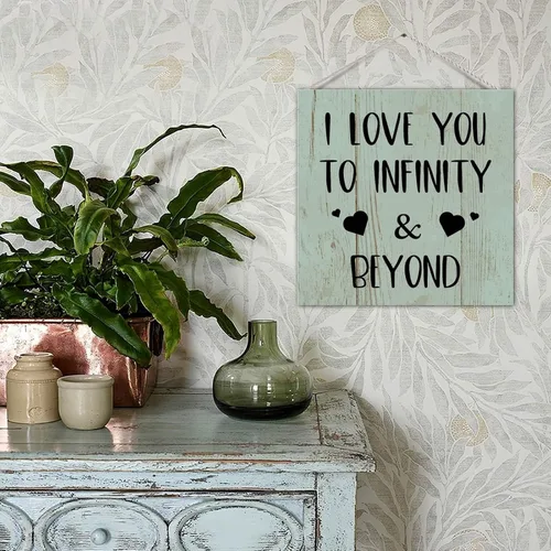 Miniatura 6 de Placa motivacional de madera con texto en inglés "I Love You to and Beyond" (I Love You to and Beyond), letrero de madera para colgar en la pared