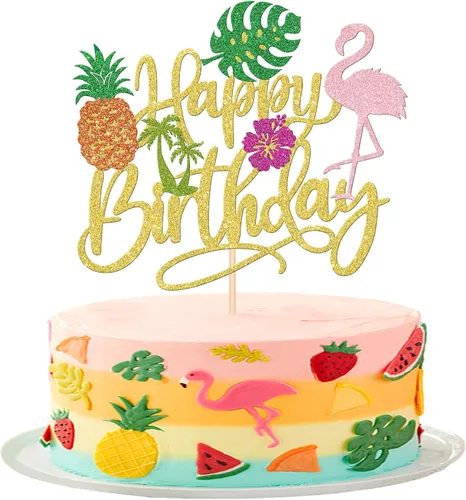 Miniatura 14 de 1 pieza de decoración de pastel de flamenco con purpurina para palmera, tortuga, hoja, flor, piña, flamenco, decoración para tartas tropicales