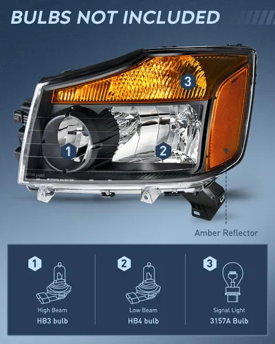 Miniatura 2 de Ensamble de faros Nilight Compatible con 2004 2005 2006 2007 2008 2009 2010 2011 2012 2013 2014 2015 Nissan Titan Armada Faros de Repuesto Carcasa