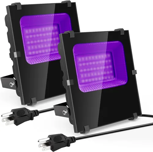 Miniatura 8 de Luces negras de 300 W para exteriores, luces LED comerciales de alta potencia con enchufe con certificación UL, IP66, luz negra impermeable 395 nm