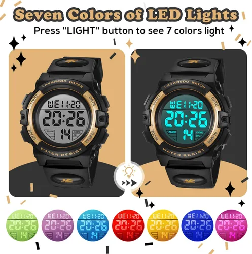 Miniatura 4 de Reloj analógico para niños, reloj para niños de 6 a 15 años, reloj digital para deportes al aire libre, multifuncional con cronógrafo LED 50 M
