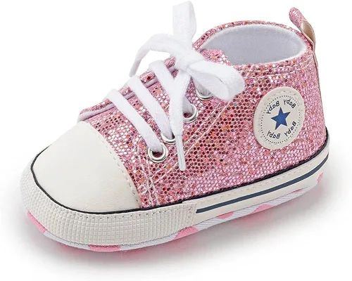 Miniatura 6 de Zapatos de lona para recién nacidos, para niños y niñas, suela suave, sin cordones, para primeros pasos, zapatos planos para cuna, de mezclilla