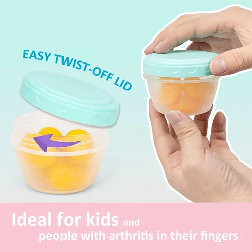 Miniatura 3 de Recipientes pequeños de alimentos con tapas para bebés y niños pequeños, paquete de 15 unidades, fácil de abrir, ultra gruesos, reutilizables, caja