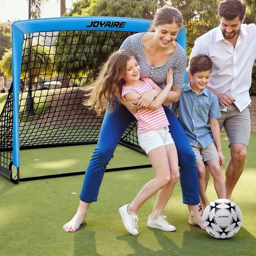Miniatura 8 de Portería de fútbol para niños de nivel profesional en el patio trasero, red de fútbol de poliéster de 5 capas resistente a desgarros y postes de 10