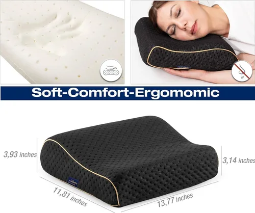 Miniatura 2 de alkamto Almohada de espuma viscoelástica cómoda para viajes y campamentos, bolsa portátil fácil de llevar, funda de almohada con regulación