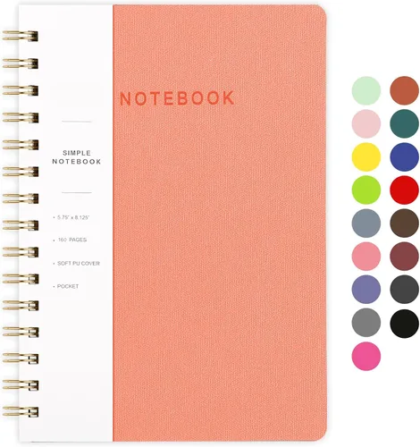 Miniatura 26 de Cuaderno de espiral – Cuaderno grande de tapa dura de 8.5 x 10.98 pulgadas con banda elástica y bolsillo, 180 páginas, diario plano de alambre