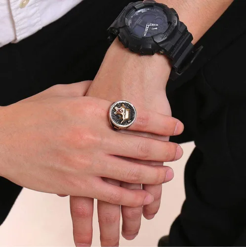 Miniatura 6 de Blowin - Anillo de acero inoxidable para hombre con corona de caballero y cruz religiosa gótica